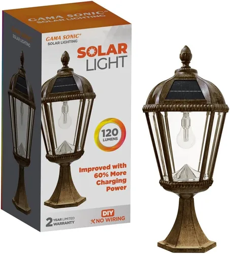 Vista 8 de Gama Sonic Luz solar de poste para exteriores, aluminio negro, bombilla Royal, vidrio Rain Water, lámpara individual con adaptador de 3 pulgadas