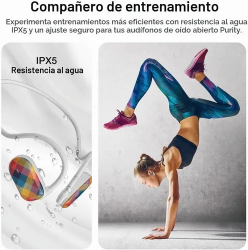 Vista 6 de Auriculares Purity Air de oído abierto - Auriculares inalámbricos Bluetooth de conducción de aire con micrófono dual para iPhone/Android - Comodidad