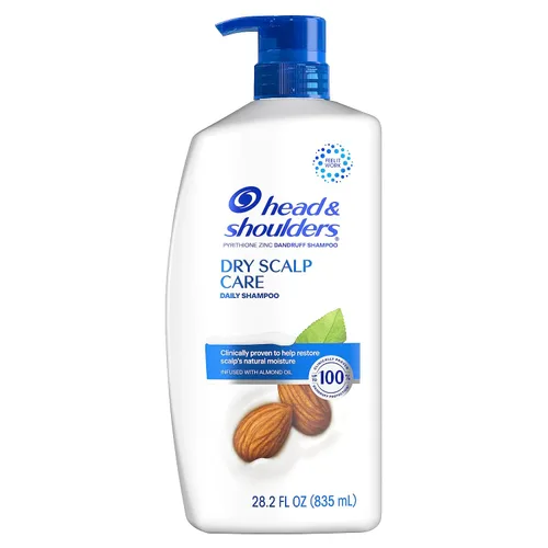 Vista 2 de Head & Shoulders Champú anticaspa con piritiona zinc al 1% Champú para el cuidado del cuero cabelludo seco con aceite de almendras Alivio
