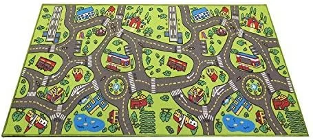 Vista 3 de Alfombra de juego para niños, vida urbana, ideal para jugar con autos y juguetes, juega, aprende y diviértete de forma segura, alfombra educativa