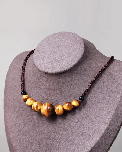 Vista 7 de Jewever Gargantilla de piedra preciosa natural con ojo de tigre curativo y sonriente para mujeres y hombres, trae buena suerte, riqueza, regalos