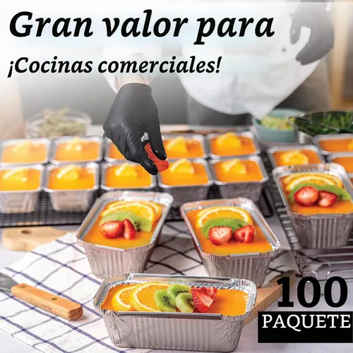 Vista 3 de (Paquete de 110 moldes para pan de aluminio con tapas, moldes de pan desechables para hornear, recipientes para almuerzo, platos para hornear