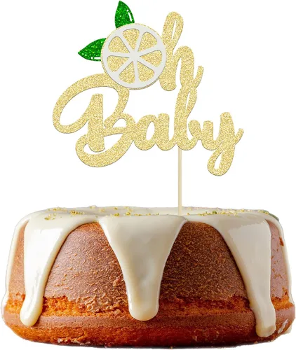 Vista 20 de 24 piezas de decoración de cupcakes con purpurina de fresa Oh Baby con temática de frutas, baby shower, para revelación de género, baby shower