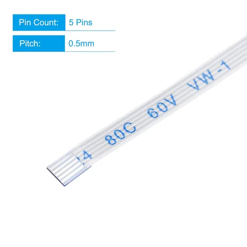 Vista 3 de MECCANIXITY FFC FPC - Cable plano flexible de 5 pines, paso de 0.020 in, 11.811 in de largo (tipo A) para impresora LCD 3D, cámara, DVD, TV