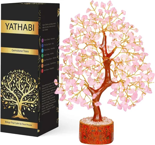 Vista 14 de YATHABI Escultura de gema de turmalina negra, árbol de cristal, decoración de Feng Shui, árbol de dinero de buena suerte