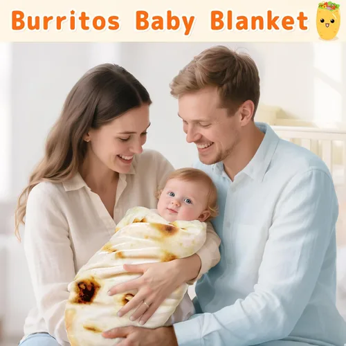 Vista 2 de CASOFU Manta envolvente de burritos para bebé, mantas envolventes de tortilla, regalos divertidos para baby shower, niños y niñas, recién nacidos