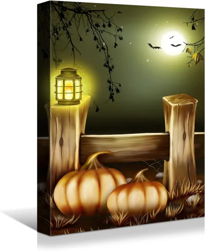 Vista 19 de Wewejia -Lienzo de Halloween pintura de pared de máscara de Halloween rojo/azul fantasma imagen póster impresiones de Halloween arte de pared