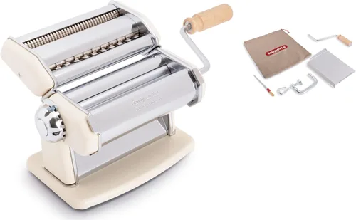 Vista 13 de Máquina para hacer pasta Imperia - 100% fabricada en Italia, construcción de acero resistente, dial de bloqueo fácil, mango de agarre de madera