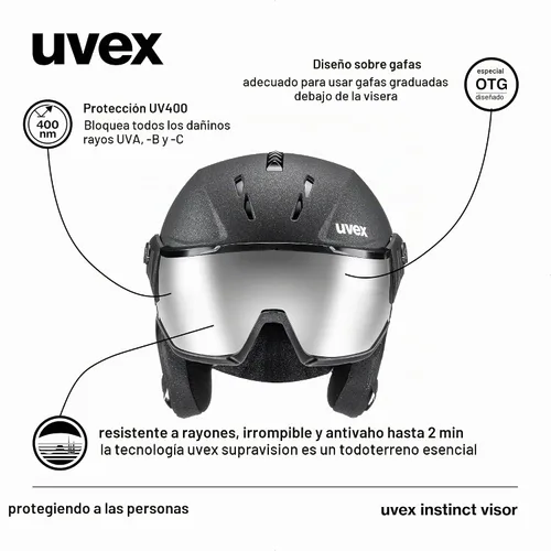 Vista 3 de uvex Instinct Visor - Adjustable ski & Snowboard Helmet with Integrated Visor for Women & Men