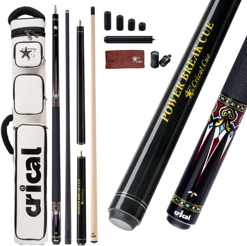 Vista 12 de CRICAL Pool Cue Set, 58" Pro Taper Carbon Fiber Playing Stick with 12.5mm Tip, 3/8×8 Joint, 54.3" Maple Jump Break Stick with 13.5mm Bakelite Tip
