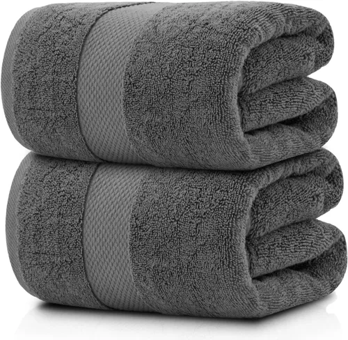 Vista 3 de White Classic Juego de toallas de 8 piezas color gris oscuro [2 toallas de baño, 2 toallas de mano, 4 toallas faciales] y 2 toallas de baño gris