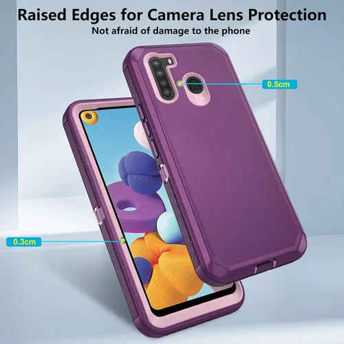 Vista 4 de Asuwish Funda de teléfono para Samsung Galaxy A21 con protector de pantalla de vidrio templado y cubierta de celda híbrida a prueba de golpes