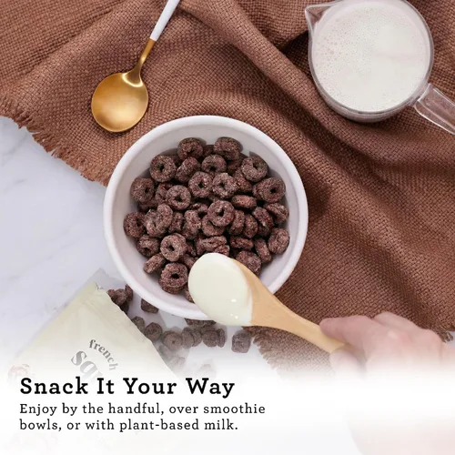Vista 7 de French Squirrel Racimos de granola vegana, bocados de cereales de mantequilla de maní de chocolate sin gluten y bajos en azúcar, aperitivo crujiente