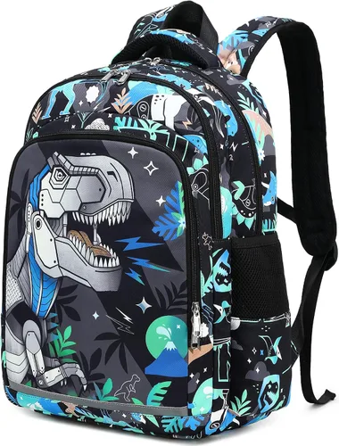 Vista 9 de CAMTOP Mochila infantil para escuela, niños y niñas, preescolar y primaria, Dinosaurio, Compacto