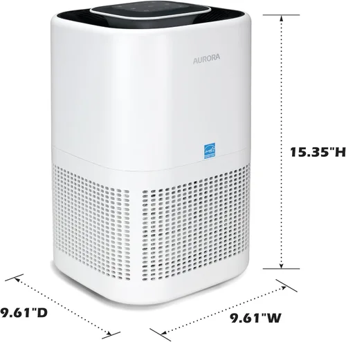 Vista 7 de Aurora Purificador de aire AR100W para moho, humo, polvo, olores, polen, alérgenos y gérmenes con purificación de 3 etapas, cubre hasta 1,100 pies