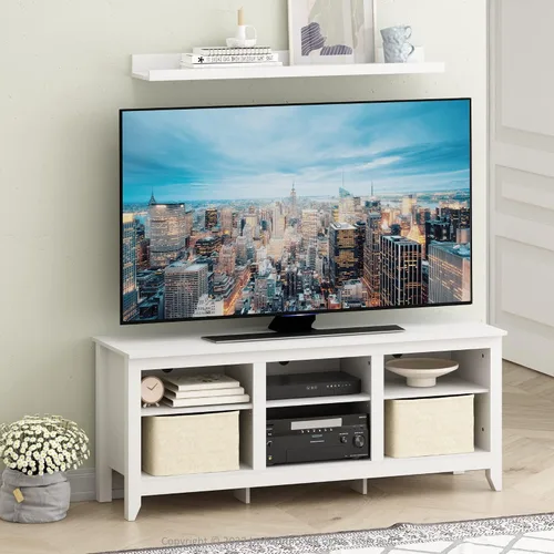 Vista 20 de Furinno Clásico Moderno Soporte de TV para Sala de Estar, Centro de Entretenimiento con Estantes Abiertos, para Televisores de hasta 60 Pulgadas