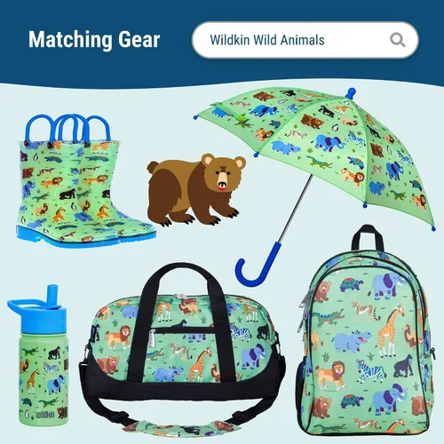 Vista 7 de Wildkin Toalla de playa para niños, 100% algodón, suave y absorbente, ideal para piscina y playa, animales salvajes Verde Oscuro