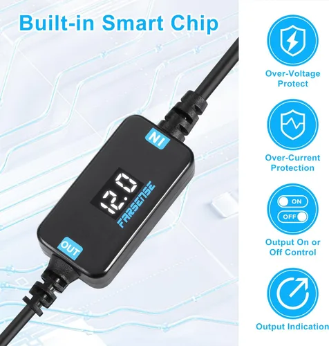 Vista 7 de FARSENSE Cable de alimentación USB CC de 5 V a 12 V (3 pies), adaptador USB C a CC de 12 V con conector de CC de 0.217 x 0.098 in