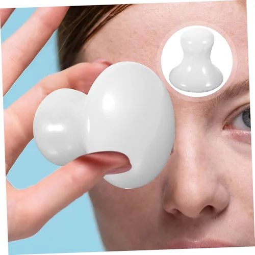 Vista 9 de Uonlytech Gua Sha Tools Health Jade Stones Hongos raspado herramienta de masaje para spa en casa, 2 piezas, color blanco