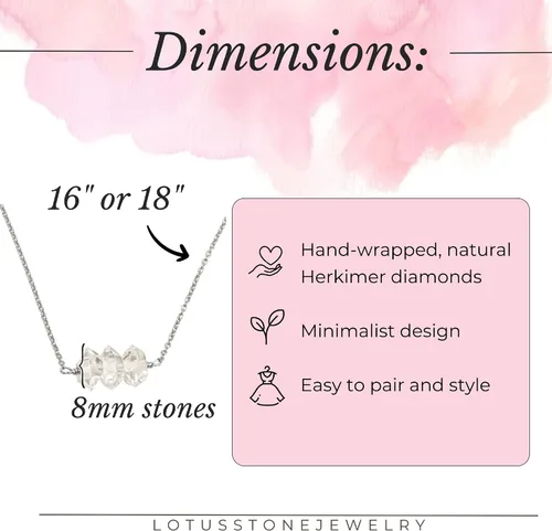 Vista 4 de Herkimer Diamond Necklace in Solid 14K Gold and Gold Filled, Rose Gold, Sterling Silver; Beautiful Solitaire, Multi-Stone, or Pendant Quartz
