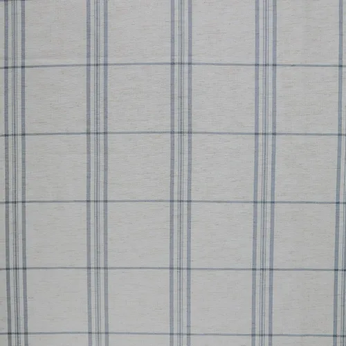 Vista 5 de No. 918 Castille Farmhouse Plaid Linen Semi-Sheer Rod Pocket Curtain Panel, 54" x 63", Blue/Linen