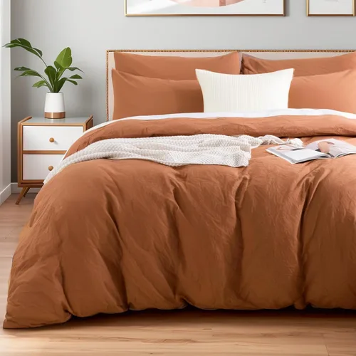 Vista 18 de NEXHOME PRO Funda de edredón Twin XL 100% algodón lavado, transpirable, duradera, texturizada, similar al lino, juego de ropa de cama para el hogar