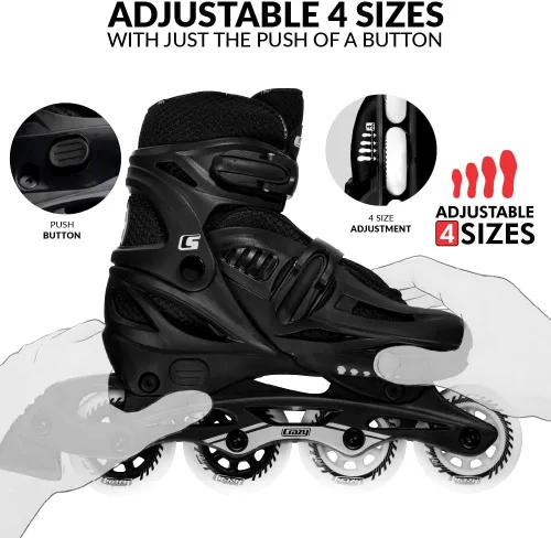 Vista 3 de Crazy Skates Patines en línea ajustables que se ajustan para adaptarse a cuatro tamaños