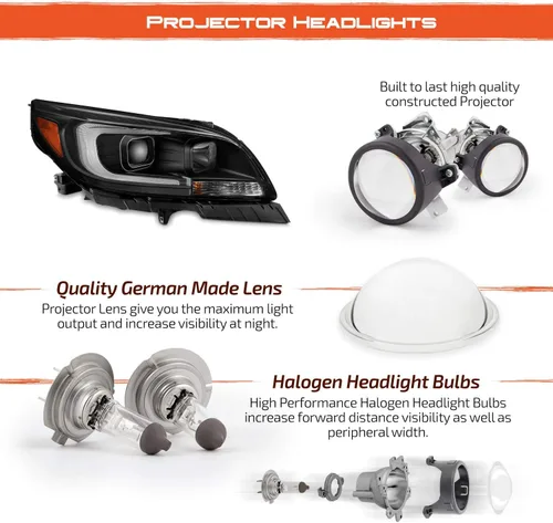 Vista 9 de AKKON - Para faros delanteros de proyector Chevy Malibu 2013-2015 [For Halogen Model Only] C-Shape LED DRL Daytime Running Light Black Housing
