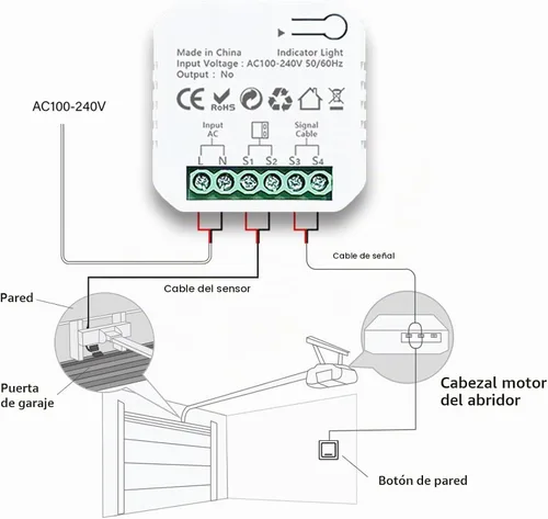 Vista 4 de Kit de abridor de puerta de garaje, APP WiFi remoto inteligente controlador de puerta de garaje para Tuya Zigbee 100?240V