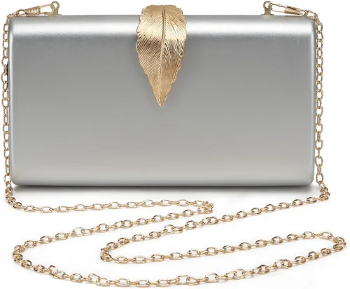 Vista 2 de Beaguful Bolsos de noche de moda para mujer con hojas doradas, bandolera bandolera con cadena extraíble