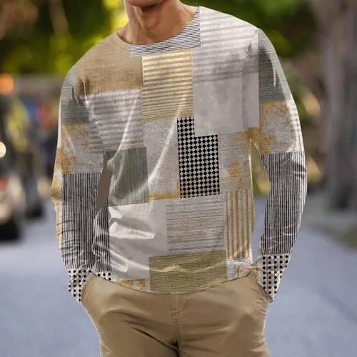 Vista 3 de Blusa vintage de diseñador de otoño para hombre 2023, camiseta casual, diseño abstracto de manga larga, camisas de moda
