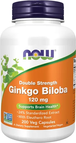 Vista 9 de NOW Foods Suplementos, Ginkgo Biloba 120 mg, Doble Fuerza, Verificado por el Proyecto Sin OMG, 50 Cápsulas Veganas