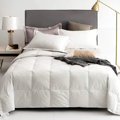 Vista 8 de Royoliving Edredón de plumas blanco para todas las estaciones con funda de 400 hilos, 100% algodón, relleno de edredón de calidad hotelera
