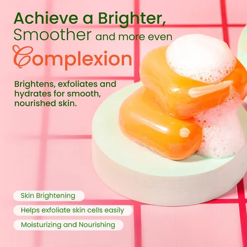Vista 3 de Koji White Jabón iluminador de piel con ácido kójico y papaya, barra facial exfoliante, piel radiante, rejuvenece, hidratante, barra limpiadora