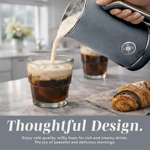 Vista 7 de COOK WITH COLOR Vaporizador y espumador eléctrico 4 en 1, calentamiento y espuma de 2 minutos, máquina de espuma fría y caliente para café, latte