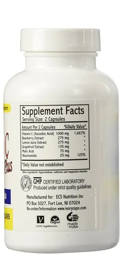 Vista 5 de Ivory Caps - Brillo de vitamina C de máxima fuerza con 60 cápsulas