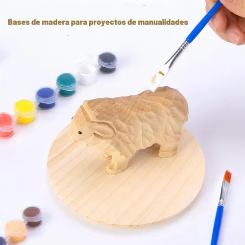 Vista 4 de Pllieay 2 placas redondas de madera de 5 pulgadas para manualidades y decoración del hogar