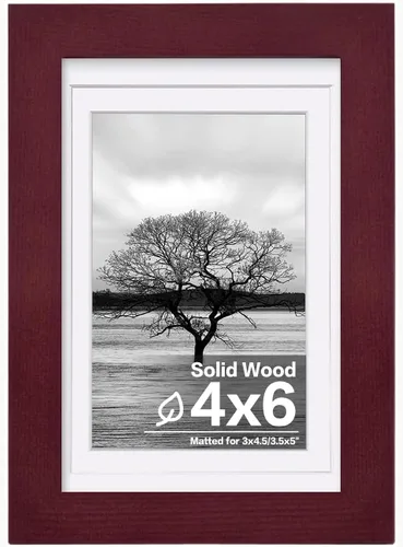 Vista 81 de Egofine - Portarretratos de 4 x 6 pulgadas, de madera maciza con plexiglás, para fotos de 3.5 x 5 con paspartú o de 4 x 6 sin paspartú, para colocar