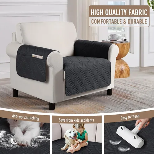 Vista 4 de TAOCOCO Fundas impermeables para silla para mascotas y perros con respaldo antideslizante, fundas para asiento de silla con bolsillo lateral