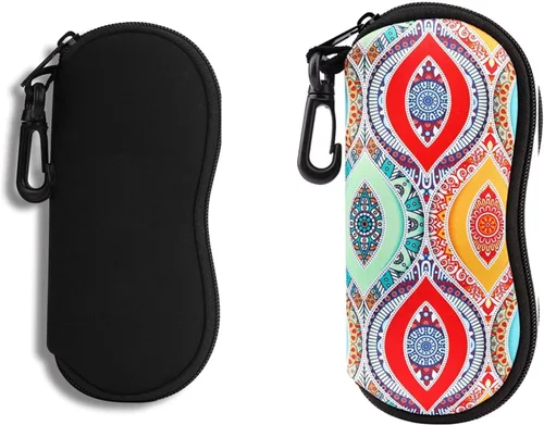Vista 7 de Hion Sunglasses Case Ultra Light Neoprene Zipper Eyeglass Soft Case with Belt Clip