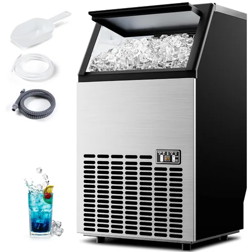Vista 9 de Máquina de hielo comercial, produce 100 libras por día, 45 cubos en 15 minutos, máquina de hielo debajo del mostrador con almacenamiento de 33