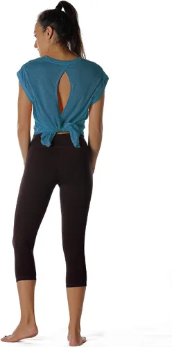 Vista 4 de icyzone - Camisetas de entrenamiento con espalda abierta, para yoga