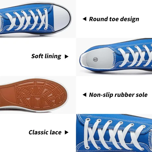Vista 2 de yageyan Zapatos bajos de lona para hombre Zapatillas casuales clásicas Zapatos de moda en blanco y negro