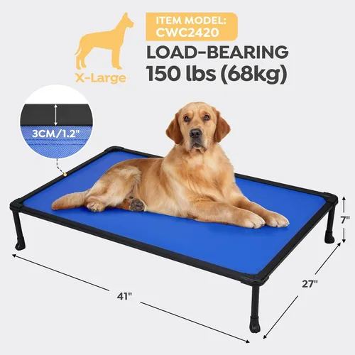 Vista 5 de Veehoo Cama elevada para perros a prueba de mordidos, cama elevada indestructible para masticadores agresivos, plataforma de entrenamiento Azul