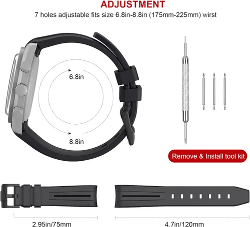 Vista 7 de Correas para reloj Moonswatch, correa compatible con Omega Swatch Moonswatch Speedmaster sin huecos, diseño curvado, correa de repuesto de silicona