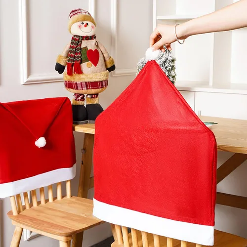 Vista 5 de traderplus 4 fundas para sillas de Navidad, decoración de sombrero de Papá Noel, vacaciones de Navidad