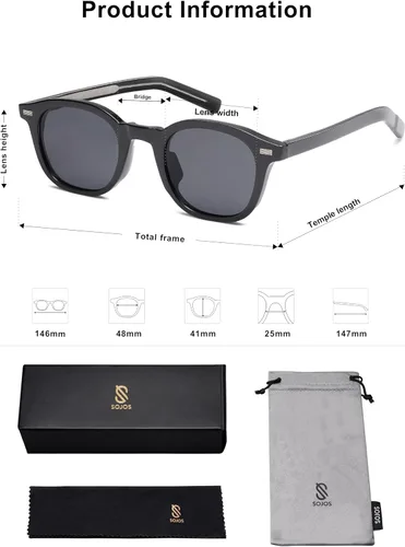 Vista 5 de SOJOS Gafas de sol cuadradas para mujeres y hombres, protección UV, diseño de moda, estilo rectangular, unisex, SJ2316