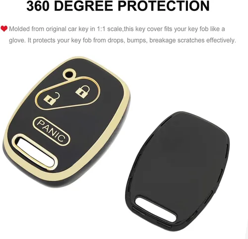 Vista 3 de Funda para llavero Honda con llavero de TPU suave para llave de automóvil, compatible con Honda Accord/Civic/CR-V/Fit/Odyssey/Pilot/Ridgeline/CR-Z