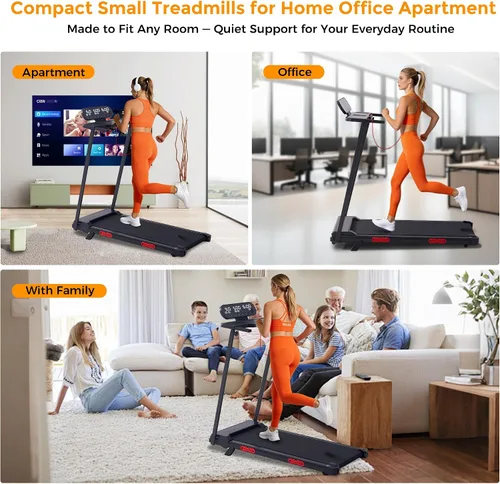 Vista 9 de Walking Pad Treadmill with Incline, 2026 Upgrade Portable Treadmill with Handles for Home Small, 3.5HP Small Walking Pad with Handle Bar, Negro-1