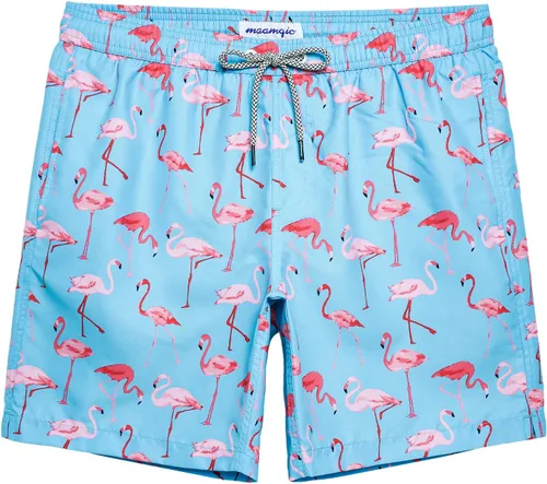 Vista 15 de maamgic Traje de baño para hombre, de secado rápido, con forro de malla, divertido traje de baño de 7 pulgadas Raya azul